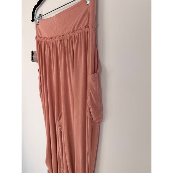 Free People Brushed Apricot Harem Pants with Pockets Ruched Legs Size S NWT - Picture 6 of 7